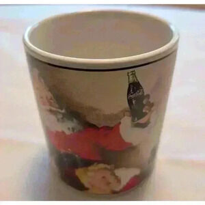 Coca Cola Sakura Stoneware Mug Christmas Holiday Santa Claus‎ Poodle Children